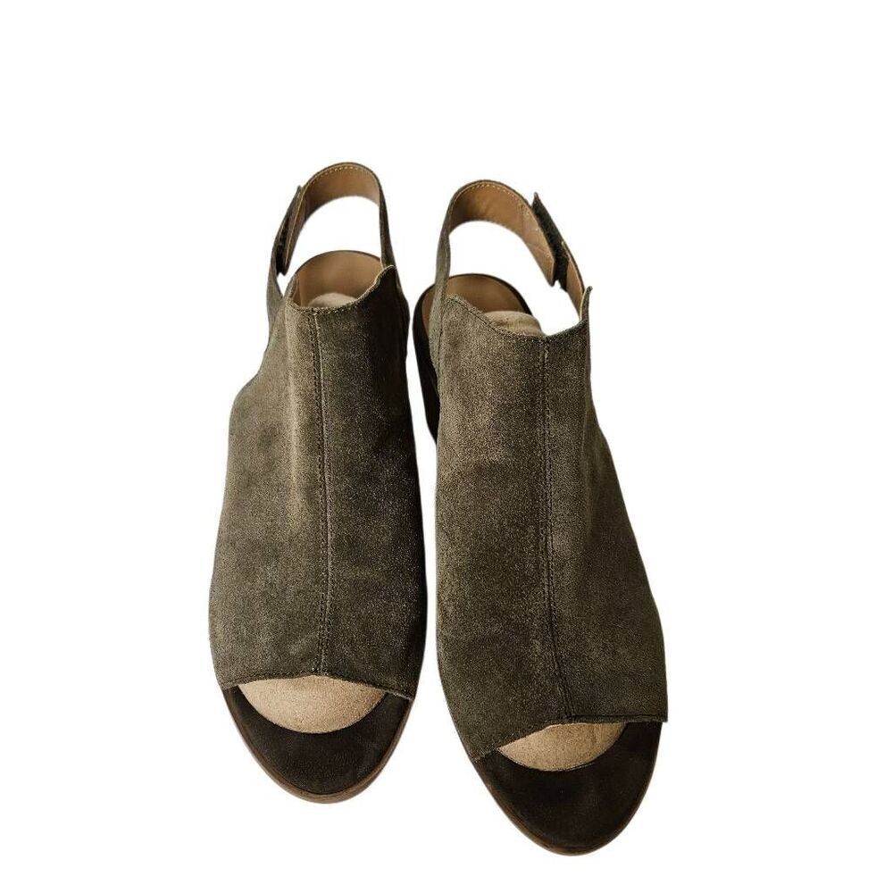 Franco Sarto olive green suede heels, slingback.  8.5